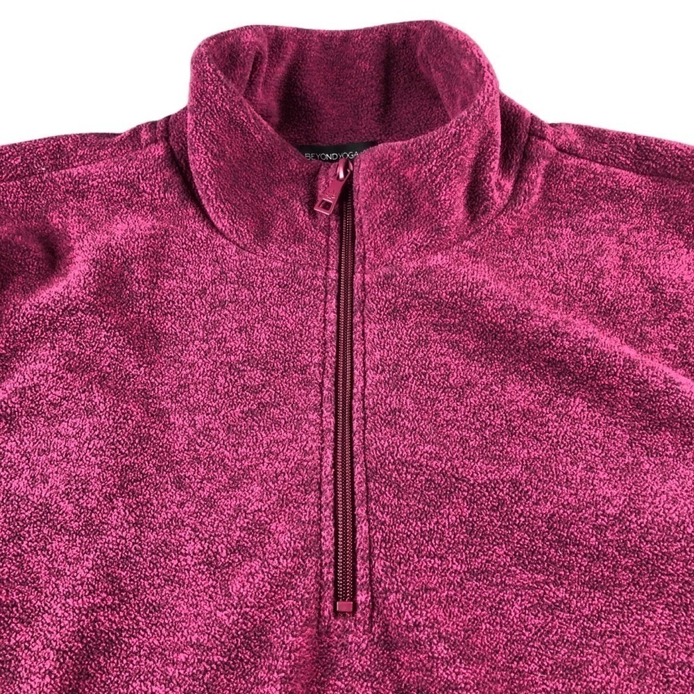 Beyond Yoga Raspberry Pink Half-Zip Drawstring Pullover - Picture 4 of 8